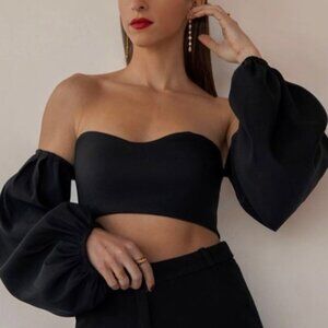 Zara Crop Top Puff Balloon Sleeves